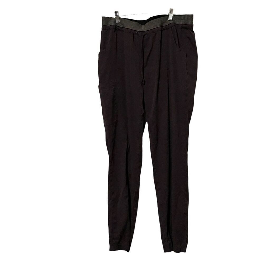 Maevn Womens Dark Grey Polyester Drawstring Waistband Yoga Scrub Pants Large